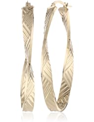 14k Yellow Gold Italian Fancy Twisted Weave Pattern Hoop Earrings