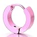 Pair Stainless Steel Purple Huggie Hinged Hoop Earrings for Women and