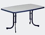 Sieger Gartentisch oval 90x150 cm, blau Stahlrohrgestell blau, Mecalit-Pl., klappbar