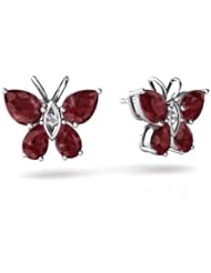 Genuine Ruby 14kt White Gold Butterfly Earrings
