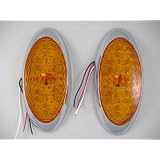 8 Amber 48 LED Oval Trailer Truck Marker Turn Signal Light Chrome Bezel 