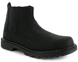 Mens Black Leather Cat Chelsea Boots. - Black - UK 7-12