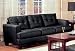 Sofa Couch with Wooden Legs Contemporary Black Leather