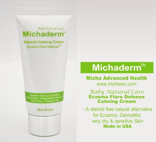 Michaderm Natural Baby Eczema Cream for Baby Rash, Atopic Dermatitis, Itchy Scaly Patches, Dry Cracked Skin, Steroid Free, Fragrance Free, 2oz