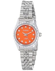 Armitron Womens 75/5179ORSV Swarovski Crystal Accented Orange Dial Silver-Tone Bracelet Watch