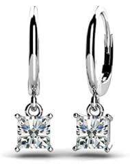 0.40 ct Ladys Princess Cut Diamond Drop Earrings in 18 karat White Gold
