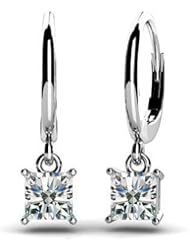 0.60 ct Ladys Princess Cut Diamond Drop Earrings in 14 karat White Gold