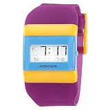 Wize & Ope Unisex WO-POP-2 Pop Digital White Dial Jelly Purple Strap Yellow Slide Watch