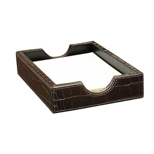 Crocodile Embossed Leather Memo Tray, 5" X 7"