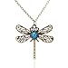 JEWELRIESHOP Lady Assorted Classic Vintage-Looking Bronze Dragonfly Floral Long Chain Pendant Necklace