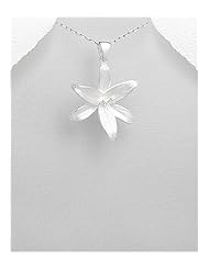 Flower Pendant Necklace In 92.5 Sterling Silver