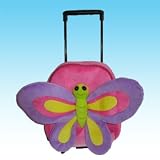 Kids Purple Butterfly Rolling Roller Backpack / Suitcase / Dance Animal Bag