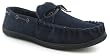 Knights Shamus Mens Leather And Suede Moccasin Slippers - Navy
