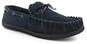 Knights "Shamus" Mens Leather And Suede Moccasin Slippers - Navy