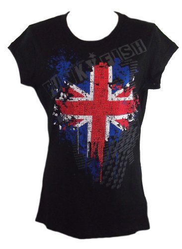 Size Small Punkyfish Ddg 100492 British Union Jack Black Short Sleeve Cotton T-shirt