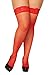Seven Til Midnight Women's Plus-Size Fishnet Thigh High With Lace Top Stocking, Red, Queen Size