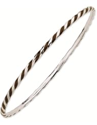 Sterling Silver Stackable Expressions Twisted Brown Enamel Bangle Bracelet - Stackable Jewelry Collection