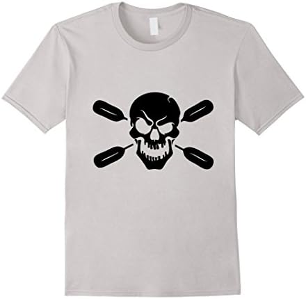 Men's Kayak Pirate Skull Tshirt Large Silver
