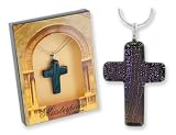 Dichroic Glass Cross Pendant Gift Boxed