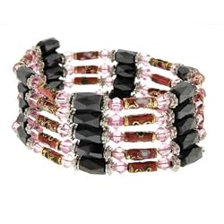 Cloisenne Beads Magnetic Wrap Bracelet/Necklace/Anklet Lariat - Pink - 36'' in Length