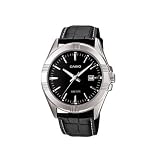 Casio Men's MTP1308L-1AV Leather Quartz Watch with Black Dial
