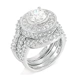 Sterling Silver Cubic Zirconia Wedding Ring Set, 6.50 cttw