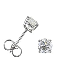 0.25 Carat (ctw) Sparkling 14K White Gold Round Cut White Diamond Ladies Stud Earrings 1/4 CT