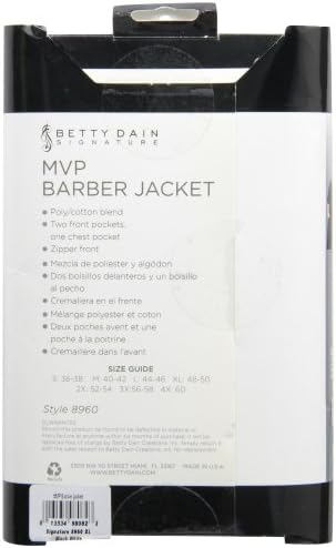 Betty Dain Signature MVP Barber Jacket, Black with White Stripes, X-Large, 1-Pound