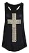 Signiture Womens Black Studded Cross Vest Top