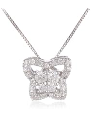 14k White Gold 1/4 cttw Diamond Pendant Necklace, 18"