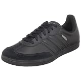 adidas Originals Samba Leather Sneaker (Little Kid/Big Kid),Black/Black/Metallic Silver,5 M US Big Kid