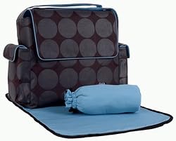 Charcoal Dot Messenger Diaper Bag in Blue
