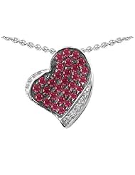 Original Star K (tm) Heart Shape Love Pendant With Created Ruby in 925 Sterling Silver