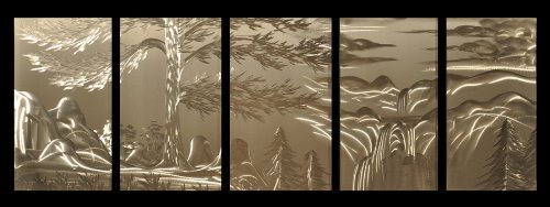 LOST WORLD Mountain Water Modern Metal Wall Art Deco Sculpture Painting RESTAURANT WALL ART
