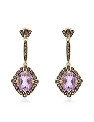 Genuine Morne Rouge (TM) Earrings. 3.75 Ctw Amethyst Gold Earrings - Material/Stone: Amethyst. 5.5 Grams in Weight and 33 mm in Length. 100% Satisfaction Guaranteed.