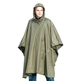 US Army Waterproof Ripstop Hooded Nylon Festival Poncho Olive