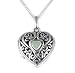 Silver ladies Celtic heart locket with Mother of Pearl heart inlay +18" Curb Chain