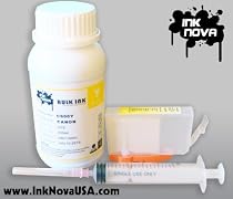 FREE Refillable Canon BCI-6 Yellow Ink Cartridges (BCI-6Y/BCI-3eY Compatible) + one 200ml Bottle Specially-Formulated Printer INK (equivalent to 15 individual ink cartridges)