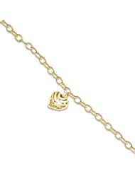 Aloha Heart Double-Sided Bracelet in 14K Yellow Gold - 14mm