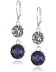 Napier "Color Sparklers" Silver-Tone Sparkling Purple Leverback Drop Earrings