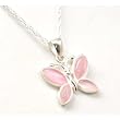 925 Silver Pale Pink Butterfly on 18" Chain By TOC