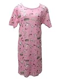 Short Sleeve Pink Kitty Kat Print Cotton Nightgown Plus Size 2X
