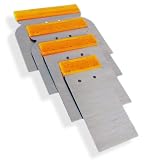 4-Piece Tempered Steel Flat Scraper Set for Putty, Mud and Filler