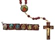 Sacred Heart Rosary and Adjustable Wood Bracelet with Photographs - 12.5'' Rosary Length