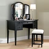 IMAGE OF Powell Antique Black with Sand Through Terra Cotta Vanity Mirror and Bench