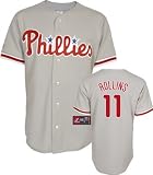 MLB Men's Philadelphia Phillies Jimmy Rollins Road Gray Short Sleeve 6 Button Synthetic Replica Baseball Jersey Spring 2012? (Road Gray, Medium)