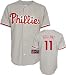 Jimmy Rollins Jersey: Adult 2010 Majestic Road Grey Replica #11 Philadelphia Phillies Jersey - Small