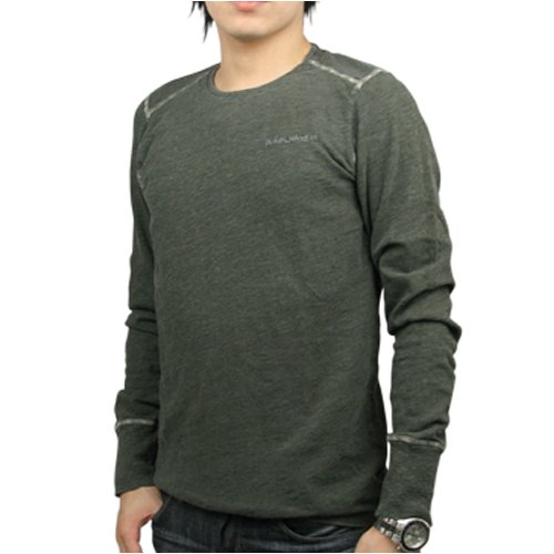 NUDIE JEANS ヌーディージーンズ THOMAS LONG T-SHIRT《MENS：グレー》 ロゴステッチ ロングスリーブ　Tシャツ　30161-4031-G05