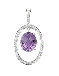Tivolia Collection 14kt White Gold Diamond Amethyst Pendant