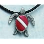 Pewter Ocean Theme Scuba Dive Diving Hand Crafted Pendants on 18" Braided Cord Necklace Jewelry Turtle Shark Eel Dolphin Stingray